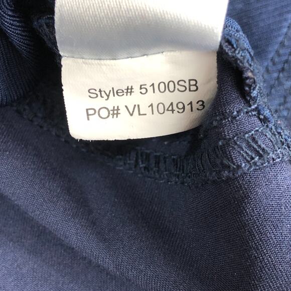 Beyond Scrubs Top Womens Medium Navy Blue V Neck 2 Pocket Stretch Style 5100SB - Picture 9 of 13